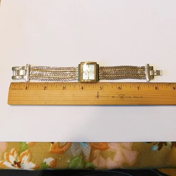 Geneva Watch Wide Silver/Gold Multi Chain Band -  7.25"  -  NWOT- New Ba… - Picture 3 of 4